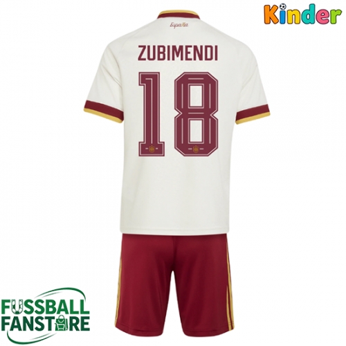 Spanien Martin Zubimendi #18 Replik Auswärtstrikot Kinder WM 2026 Kurzarm (+ Kurze Hosen)